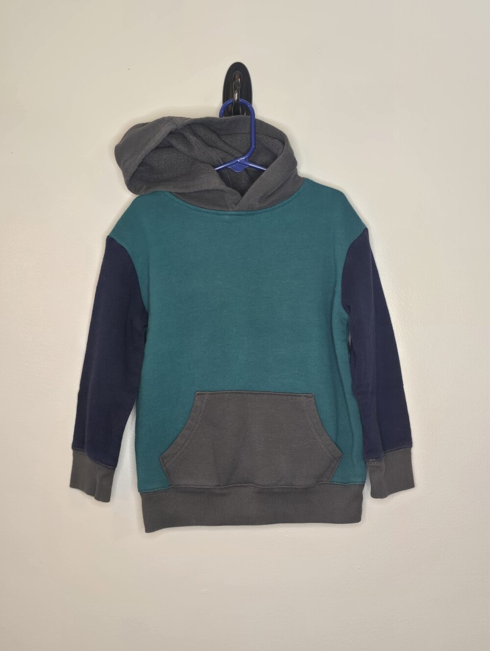 Jumping Beans Kids Teal & Navy Hooded Sweatshirt with Gray Trim